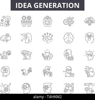 La génération d'idées, des signes d'icônes de lignes défini, vecteur. La génération d'idées résumé du concept illustration : idée,generation,concept,deflat,business Illustration de Vecteur