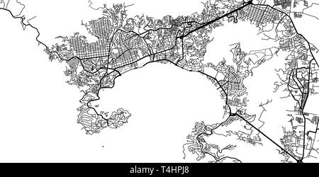 Vecteur urbain plan de la ville d'Acapulco, Mexique Illustration de Vecteur