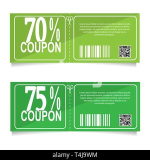 La conception d'un coupon pour un rabais de 70 à 75 p. 100. L'icône de vente, shopping concept Illustration de Vecteur