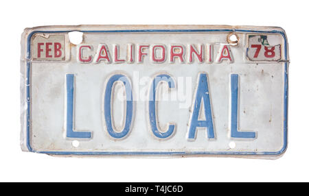 La formation rocheuse isolée des années 1970 en Californie La plaque d'immatriculation locale Banque D'Images