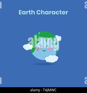 Mignon et drôle de caractère de la terre pour le jour de la terre Illustration de Vecteur