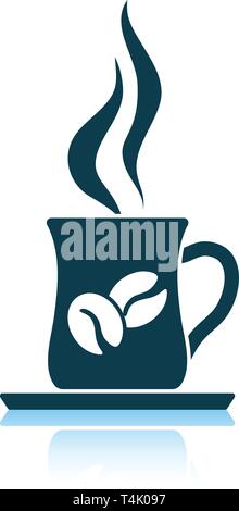 Icône représentant une tasse de café. Reflet de l'ombre. Vector illustration. Illustration de Vecteur