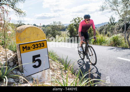 Randonnée à vélo sur les routes de Majorque, Espagne. Banque D'Images