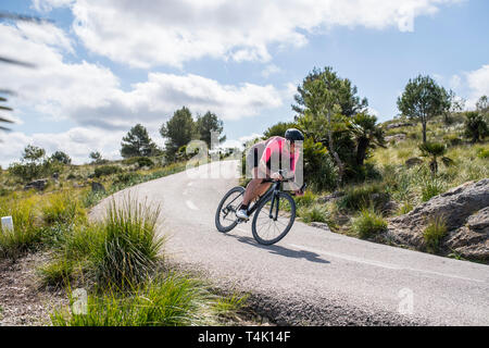 Randonnée à vélo sur les routes de Majorque, Espagne. Banque D'Images