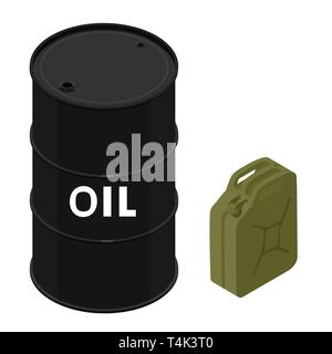 Le baril de pétrole et de carburant ou des contenants avec bidon de stockage isolé sur fond blanc Illustration de Vecteur