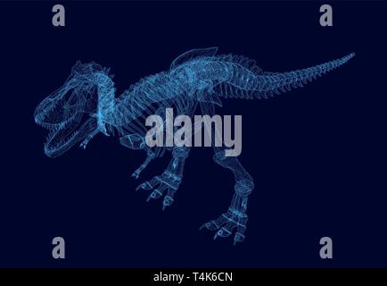 Dinosaure polygonale wireframe. Vue isométrique. 3D. Vector Illustration de Vecteur