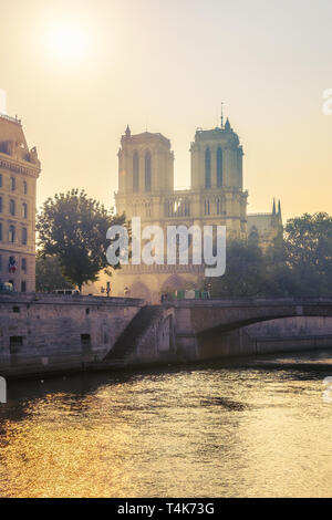 Rivière Siene et Notre Dame de Paris Banque D'Images