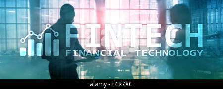 FINTECH - technologie financière, les activités commerciales et la technologie de communication Internet de l'information. Bannière en-tête site web d'affaires Banque D'Images