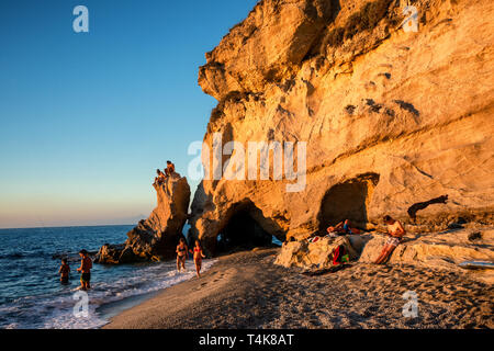 Les roches de la côte à Tropea, Calabre, vacances, Banque D'Images