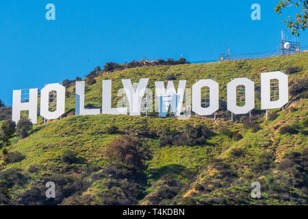 Panneau Hollywood dans les collines de Hollywood, Californie, USA - 18 MARS 2019 Banque D'Images