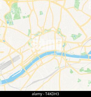 Carte imprimable de Frankfurt am Main, Allemagne avec les principales et les routes secondaires et les grands chemins de fer. Cette carte est soigneusement conçu pour le routage et la mise Illustration de Vecteur