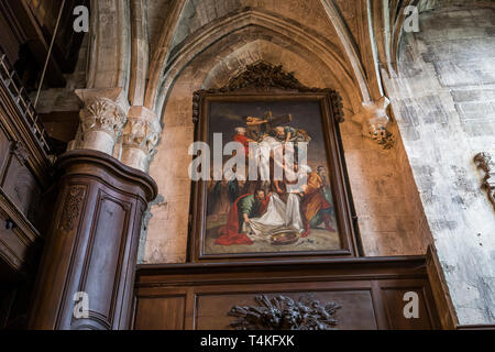 Compiègne, France, Juillet 16, 2016 : les vitraux et les détails de l'église saint Jacques, le 16 juillet 2016 à Compiegne, Oise, France Banque D'Images