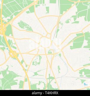 Carte imprimable de Recklinghausen, Allemagne avec les principales et les routes secondaires et les grands chemins de fer. Cette carte est soigneusement conçu pour le routage et la mise ind Illustration de Vecteur