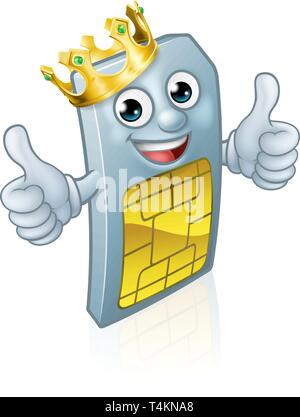 Carte Sim De Téléphone Mobile Thumbs Up King Mascot Illustration de Vecteur