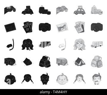 Attribut,accessoires,sacs à dos,plage,black.mono, d'une caméra et d'un camping-car, camping, caravane, voiture, collection,compas,fille,design,numérique,plongée,animation,famille,machines,,père,flip flops,, chapeau,vacances,icône illustration,logo,isolé,assurance,site,mask,mère,paire passeport,photo,plaisir,portrait,toit,repos,set,signer,fils,tente,symbole,tourisme,voyage,transport,tube,vacances vecteur vecteur Vecteurs , Illustration de Vecteur