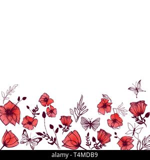 Les papillons et coquelicots illustrations vector background complet Illustration de Vecteur