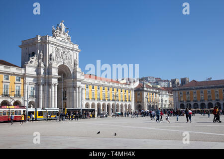 Rua Augusta Arch sur Praca do Comercio à Lisbonne, Portugal Banque D'Images