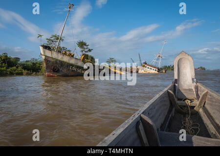 Maroni River près de Saint-Laurent, Guyana, Guyane, France Banque D'Images
