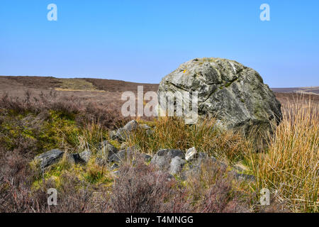 Pierre Robin Hood's Penny, Robin Hood's Rock, Midgley Moor, Hebden Bridge, West Yorkshire, Calderdale Banque D'Images