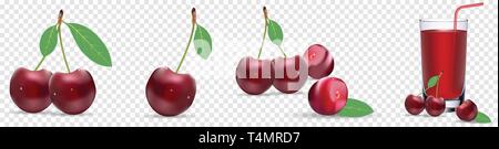 Scénario très réaliste, cerise mûre juteuse texture naturelle. Publicité Les modèles de jus, mode de vie sain, l'alimentation, la nutrition. 3D réaliste vecteur doux Illustration de Vecteur