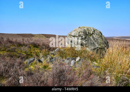 Pierre Robin Hood's Penny, Robin Hood's Rock, Midgley Moor, Hebden Bridge, West Yorkshire, Calderdale Banque D'Images