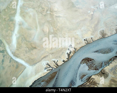 Modèles de Riverbed, rivière Skafta, Islande Cette image est tourné à l'aide d'un drone. Banque D'Images