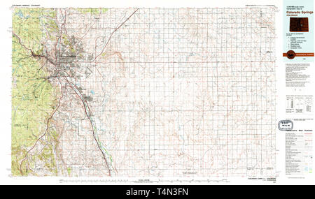 Carte TOPO USGS Colorado Colorado Springs CO 2326121981 Restauration 100000 Banque D'Images
