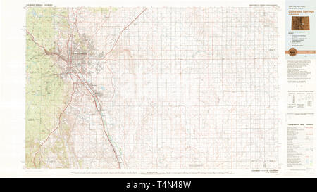 Carte TOPO USGS Colorado Colorado Springs CO 4030231981 Restauration 100000 Banque D'Images