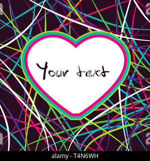 Carte pour la Saint-Valentin avec coeurs multicolore rayures Banque D'Images