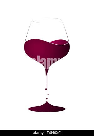 Boutique de vin ou de vins. Logo ou emblème avec un verre de vin et le vin de s'éclabousser dans elle. Disposition verticale. Illustration de Vecteur