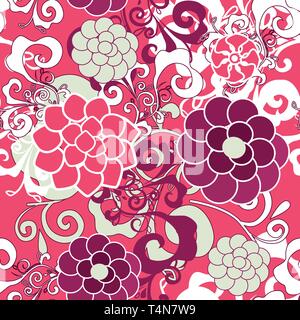 Abstract vector seamless texture avec motif de roses et de fleurs Illustration de Vecteur