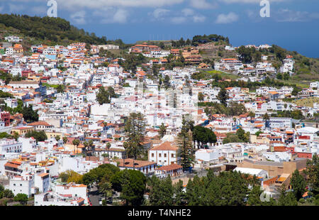 Gran Canaria, vue aérienne de la ville historique de Teror Cruz de Hoya Alta Banque D'Images