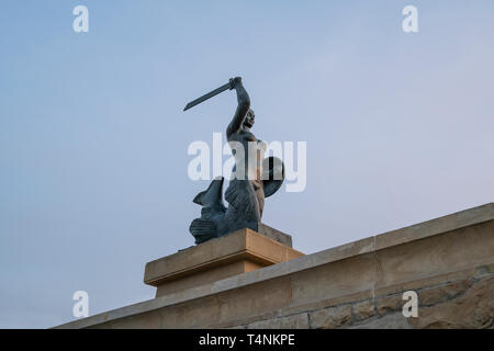 Varsovie, Pologne. Le 6 avril 2019. Une vue de la statue de sirène à Varsovie Banque D'Images