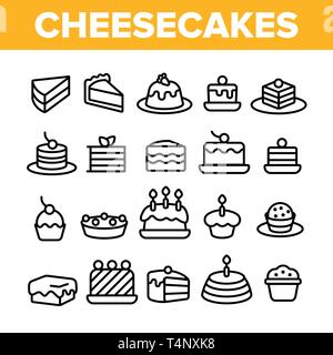 Les gâteaux sucrés, Boulangerie vecteur linéaire Icons Set Illustration de Vecteur