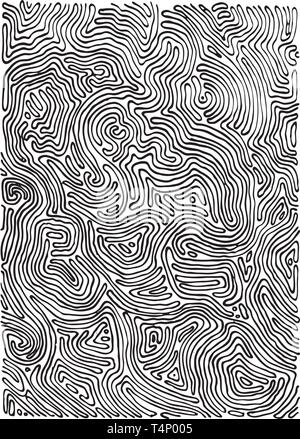 Modèle monochrome de scénario, des lignes courbes, grunge fond noir et blanc. Surface ridée dynamique abstraite, de l'illusion de mouvement, courbé. Illustration de Vecteur