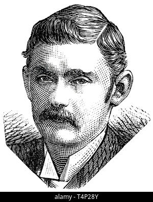 1889 gravure de golfeur John Ball Jr. Banque D'Images