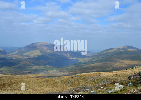 Eilio et Moel Mynydd Mawr Rhyd Ddu vu du chemin de sommet Snowdon Banque D'Images