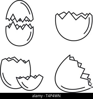 Coquille brisée icons set. Contours ensemble d'icônes vectorielles de la coquille brisée pour la conception web isolé sur fond blanc Illustration de Vecteur