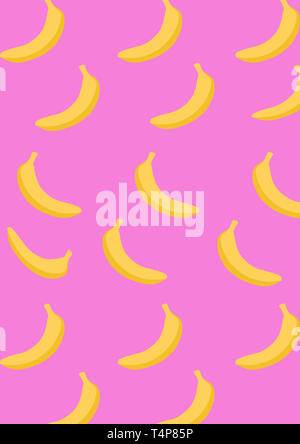 Motif banane avec fond rose. Les modèles mignon. Banque D'Images
