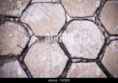 De forme hexagonale trottoir pavé de carreaux. Contexte, urbain. Banque D'Images