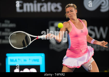 SYDNEY, AUSTRALIE - 12 janvier : Camila Giorgi de l'Italie à l'International WTA Sydney 2018 Tournoi de tennis de Premier ministre Banque D'Images
