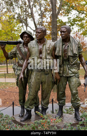 Trois militaires Statue à Vietnam Veterans Memorial, Washington, D.C. Banque D'Images