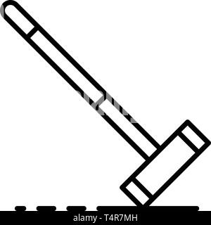 Maillet de croquet, l'icône de style contour Illustration de Vecteur