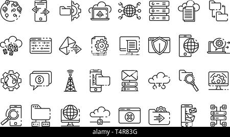 Hosting icons set style du contour, Illustration de Vecteur