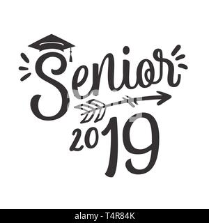 Classe de 2019 Diplômés Félicitations Typographie w Cap Illustration de Vecteur