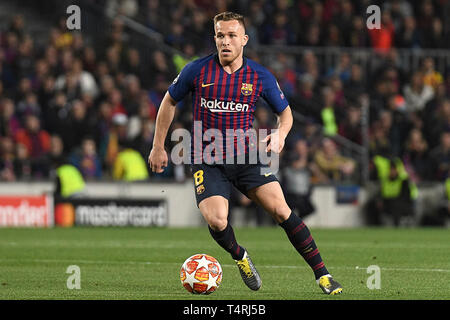 Barcelone, 16-04-2019. Ligue des Champions 2018/ 2019, 1/4. Barcelona-Manchester United. Arthur Melo de Barcelone pendant le jeu Barcelona-Manchester United Banque D'Images