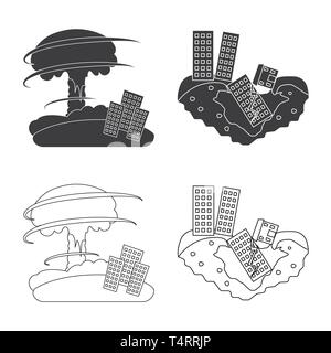 Vector illustration de l'icône météo et de détresse. Ensemble de conditions météorologiques et crash symbole boursier pour le web. Illustration de Vecteur