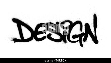 Design graffiti pulvérisé en noir sur fond blanc word Illustration de Vecteur