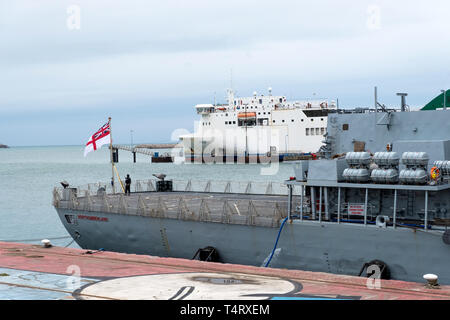 Cherbourg, France - 26 août 2018 : HMS Northumberland est une frégate de type 23 de la Royal Navy dans le port de Cherbourg-Octeville. Normandie, France Banque D'Images