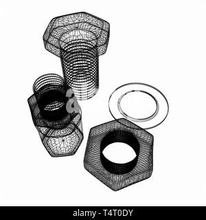 Vis à écrous et rondelles Banque D'Images